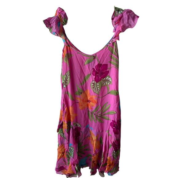 Ralph Lauren Silk Pink Floral Ruffle Hem‎ Dress – Size (10) – NWT